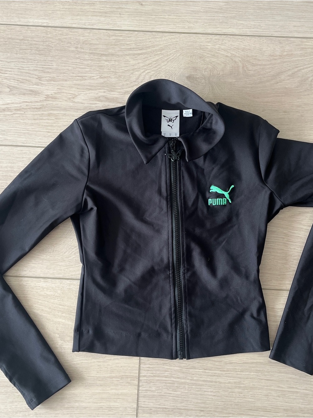 Puma Black Bomber Jacket with Mint Puma Logo